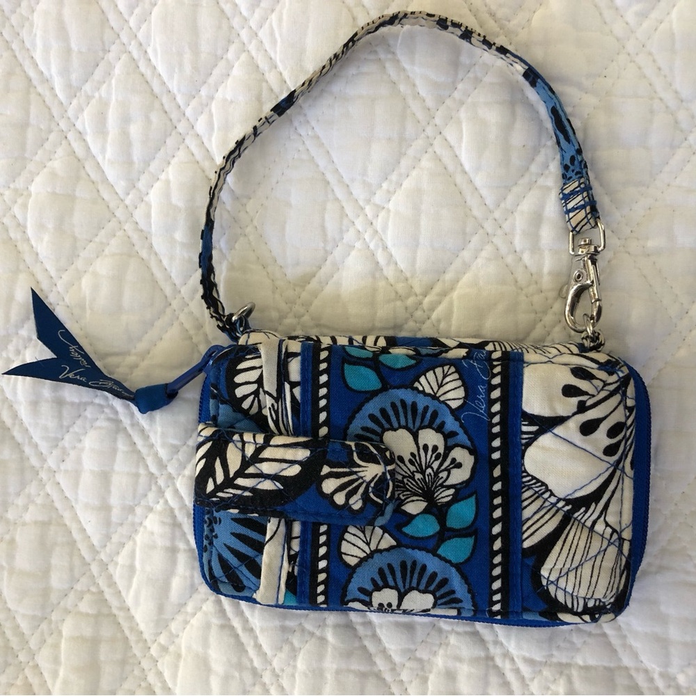 Vera Bradley Blue and White Floral Bifold Wallet/Phone Holder - Picture 2 of 14